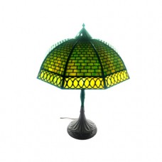 Arts & Crafts Handel Bronze Table Lamp with Overlay Diamond Shade