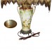 Vintage Japanese Nippon Moriage Gilt Urn-Shaped Lamp with Handles and Glass Beaded Shade