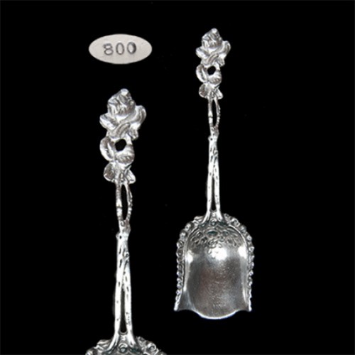 Antique 800 Silver Pierced Figural Rose Tea Caddy