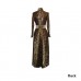 Vintage Authentic James Galanos Gold and Black Pleated Lace Dress - Museum Quality