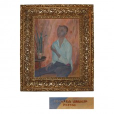 Original Oil on Canvas of Man with Blue Shirt - Lebedeff - Boston
