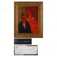 Antique Original Portrait Brother and Sister by Isabelle Birgan Lebedeff