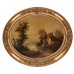 Antique Hudson River Valley Landscape Painting in Gold Oval Frame Artwork