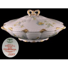 Antique Haviland Limoges Oval Covered Vegetable Dish with Bow Finial