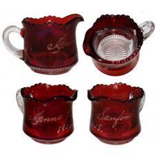 Antique Ruby Stained Souvenir Pitcher