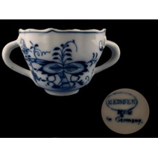 Meissen Blue Onion Double-Handled Bouillon Cup and Saucer Set - Made in Germany