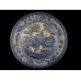 Flow Blue Scenic Footed Plate with Floral Border