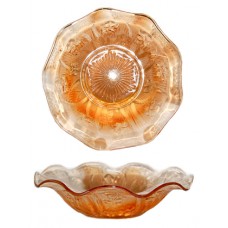 Jeannette Glass Iris And Herringbone Ruffled Bowl