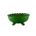 Wright Glass Green Daisy & Button Footed Oval Bowl