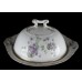  L S & S Purple Floral Scalloped Covered Butter