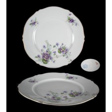 L S & S Purple Floral Scalloped Salad Plate