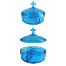 Fostoria 3-Part Blue Candy Dish with Lid