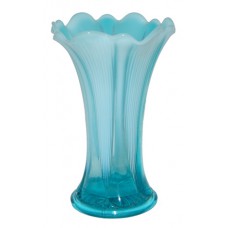American Northwood Art Glass Blue Opalescent Ruffled Vase