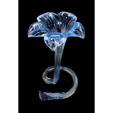 Vintage Art Glass Blue Trumpet Flower Vase