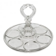 Pressed Glass Round Center Handle Serving Tray
