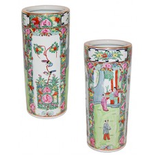 Vintage Famille Rose Cylinder Vase