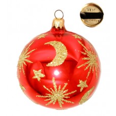 Round Red Glass Holiday Ornament - West Germany