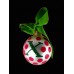 Vintage Coton Pottery Hand Painted "X" Polka Dot Holiday Ornament with Green Ribbon and Red Polka Dots