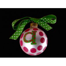 Vintage Coton Pottery Hand Painted "a" Red Polka Dot Ornament