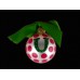 Vintage Coton Pottery Hand Painted Red Polka Dots Holiday Ornament with Green Ribbon Bow