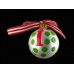 Coton Pottery Hand Painted Red Lower Case and Green Polka Dot Holiday Ornament