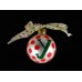 Vintage Coton Pottery Hand Painted Green 'y" Initial and Red Polka Dot Holiday Ornament with Bow