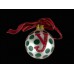 Coton Pottery Hand Painted Red Initial and Green Polka Dot Holiday Ornament