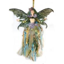Vintage Large Green Winged Fairy Christmas Holiday Ornament