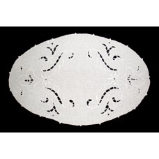 Vintage Off White Cutwork Oval Doily