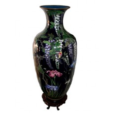 Palacial Japanese Cloisonne Urn-Shaped Vase on 6-Legged Pedestal