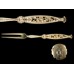 Sterling Silver "No 1" Pierced Floral Whiting Division Individual Berry Fork - Lightly Goldwashed - with Monogram W