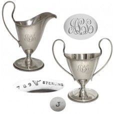 Vintage Sterling Silver Footed Creamer and Sugar Set with Monogram