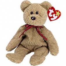 Curly Tan Nappy Teddy Bear Beanie Baby