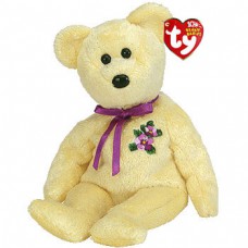 Mother The Yellow Bear w/Purple Violets and Ribbon