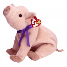 Knuckles Pink Pig with Blue Bow Beanie Baby
