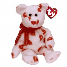 Smooch White Bear with Red Lips and Red Heart Nose