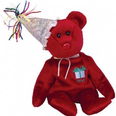 July Happy Birthday Beanie Baby Ruby Bear