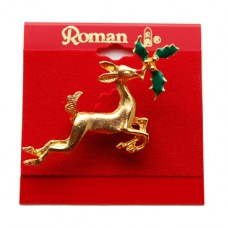 Roman Holiday Reindeer and Holly Pin