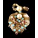 Goldtone Dangle Pin with Pearls and Stones