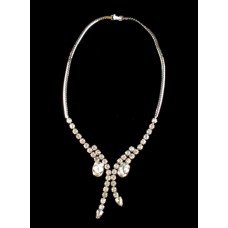 Vintage Clear Rhinestone Necklace w/Silver Chain