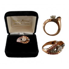 Estate Rose Gold Art Deco Diamond/Ruby Ring