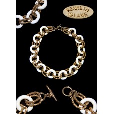 Kenneth Lane White and Gold Rope Linked Necklace