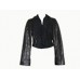 Dana Buchamn Black Leather Jacket w/Lamb Trim
