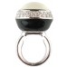 Kenneth Jay Lane White, Black & Crystal Ball Ring