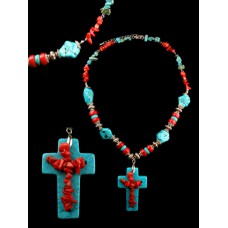 Fabulous Finds Turquoise Necklace with Cross