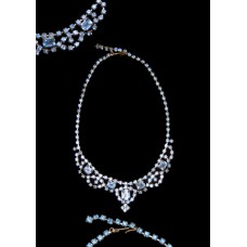 Vintage Light Blue Cascading Rhinestone Necklace
