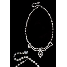 Clear Rhinestone Choker Bib Necklace - Unmarked