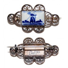 Vintage Delft Filigree Pin