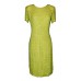 Neil Bieff Silk Lime Green Beaded Dress
