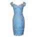 Vicky Tiel Couture Blue Lace and Beaded Dress